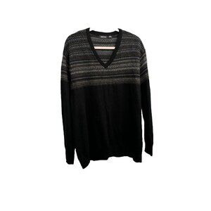 Claiborne Wool V Neck Fair isle Knit Sweater Men 3XLT